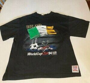 Vintage 1994 Ireland World Cup USA Soccer Tshirt Made USA Nutmeg Mills Size Lg